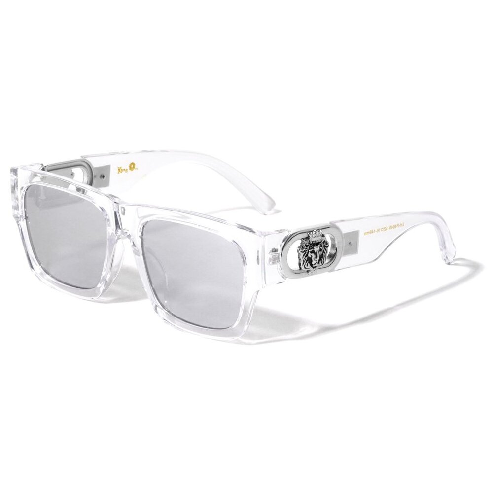 KLEO Monument - Flat Top Classic Square Side Coin Lion Head Medallion Sunglasses